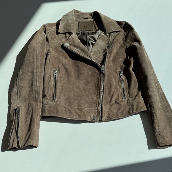 Blank NYC Jackets & Blazers - Blank NYC Taupe Light Brown Leather Moto suede Jacket size Small